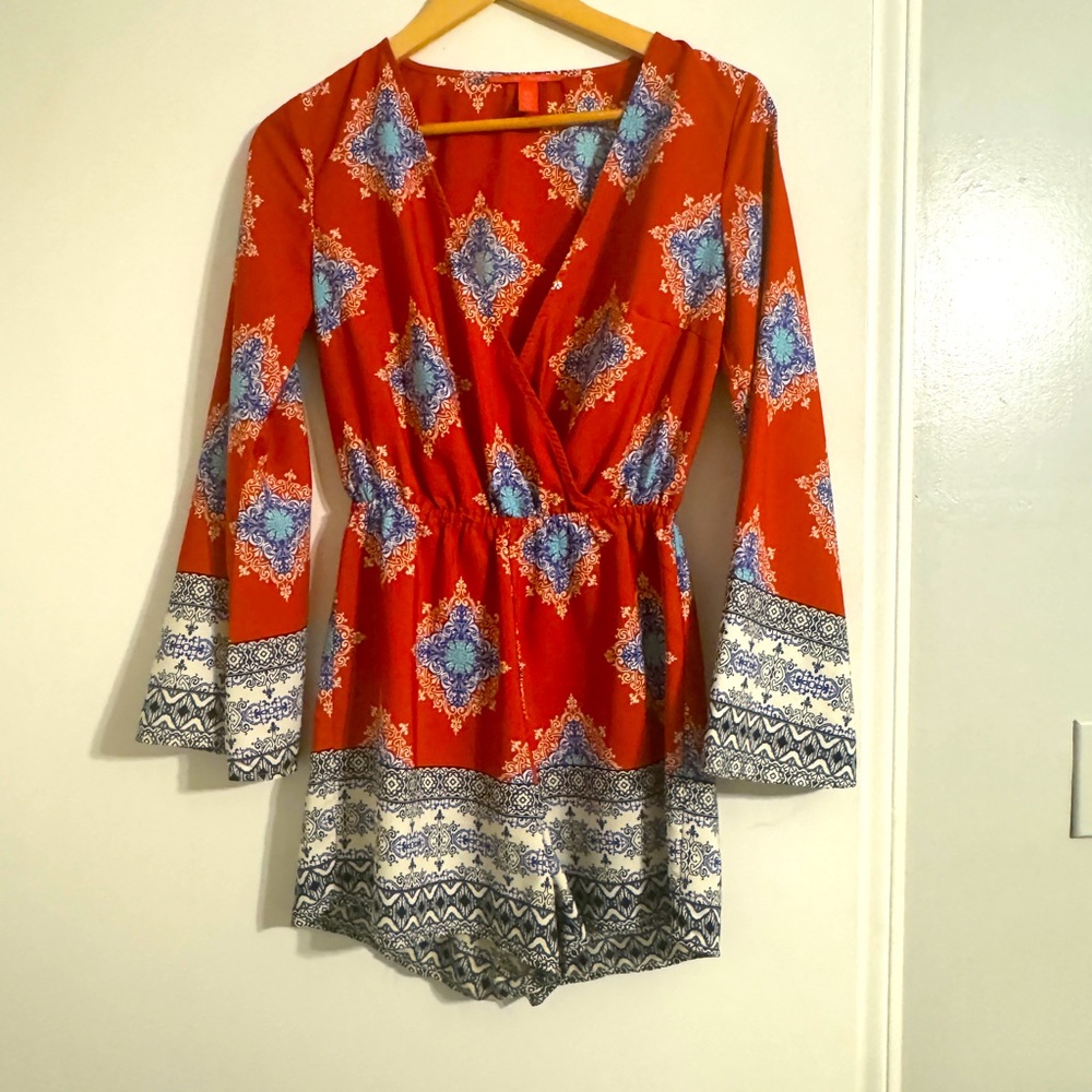 Burnt orange long sleeve romper
